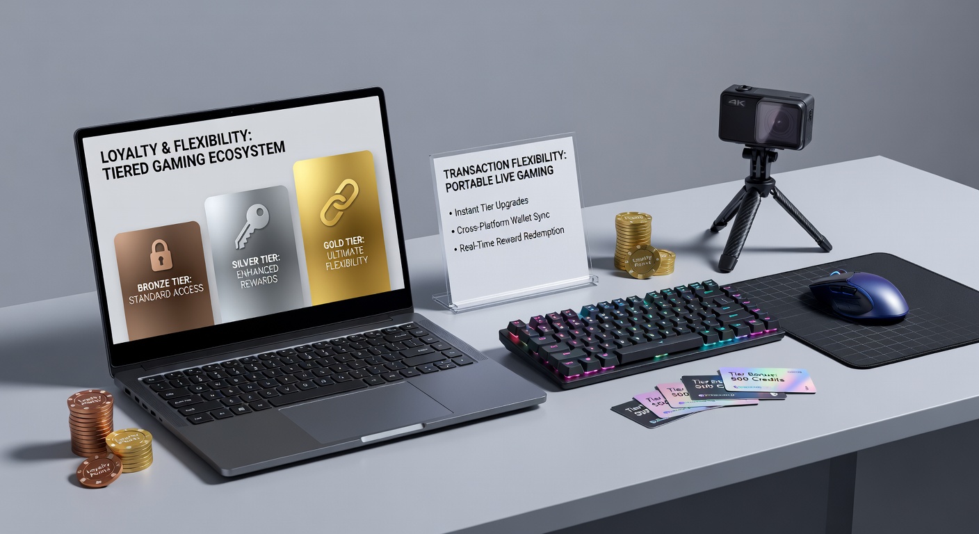 Portable live gaming setup showing mobile device with live dealer interface and loyalty dashboard