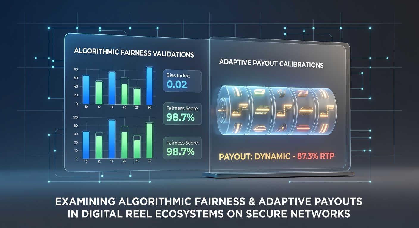 Digital reel interface displaying algorithmic fairness metrics on a secure network dashboard