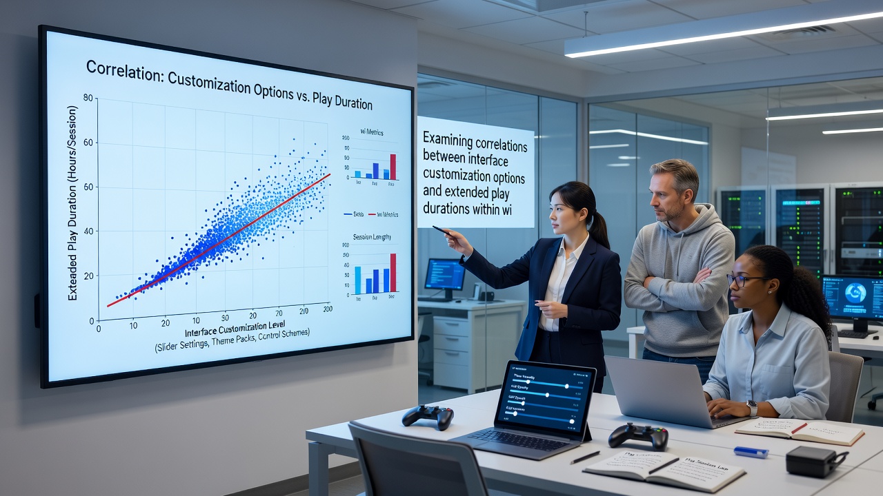 Data visualization showing play duration patterns linked to interface customizations in reel simulations
