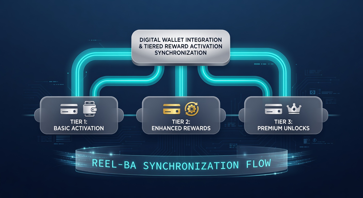 Flowchart showing digital wallet data flowing into tiered reward activation sequences on slot platforms